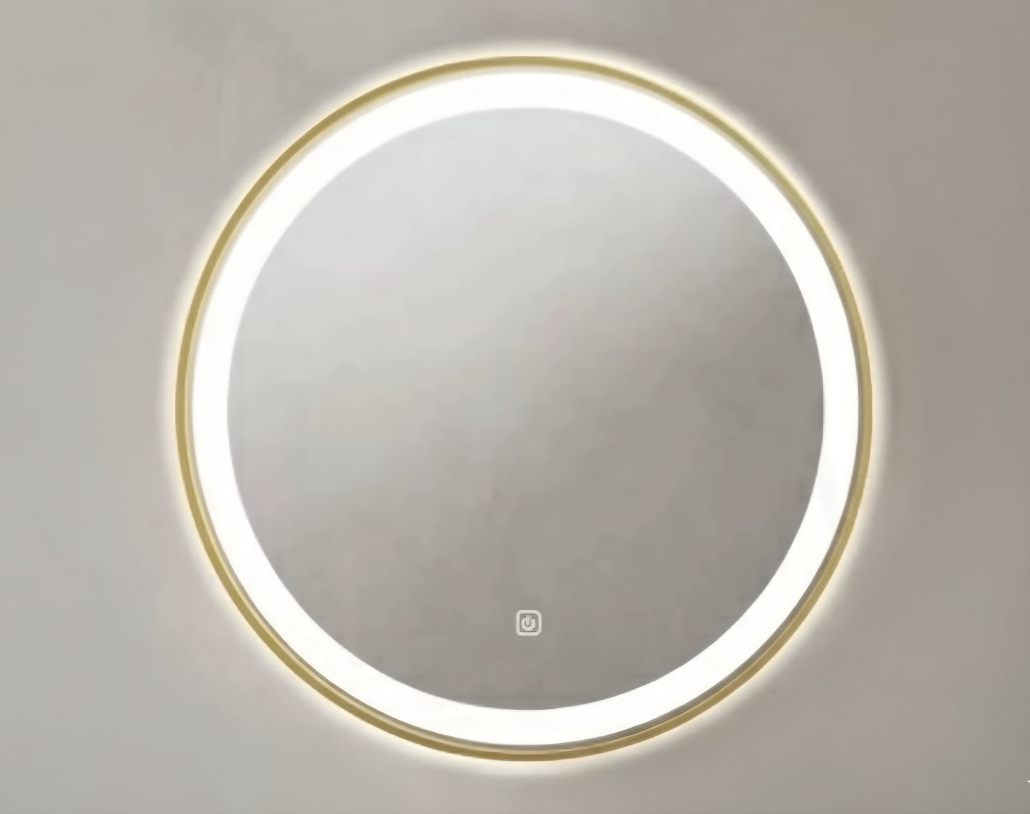 Cyrus 600mm Round LED Mirror | Dimmable & Demister | Brushed Gold