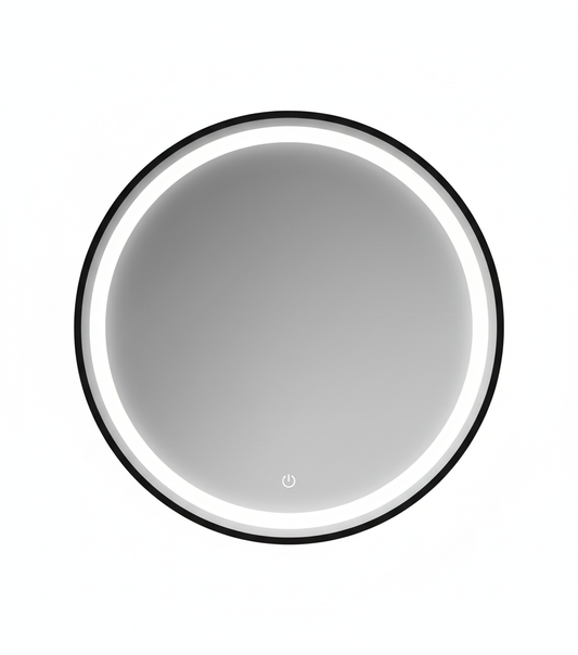 Cyrus 600mm Round LED Mirror | Dimmable & Demister | Matt Black
