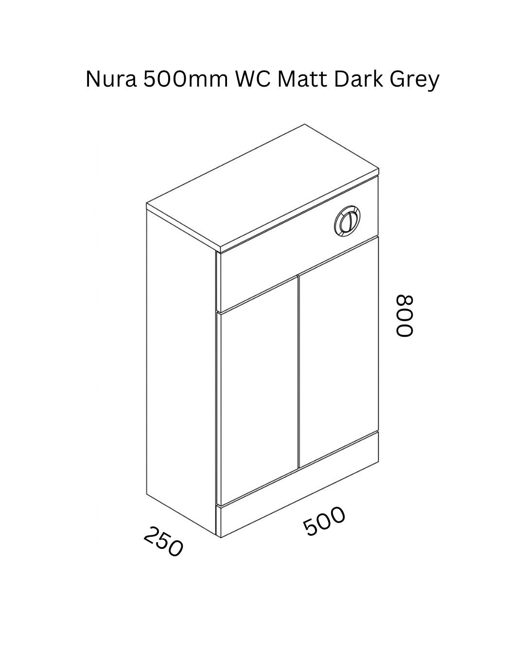 Nura 500mm WC Back To Wall Unit Designer Matt Dark Grey Pre-Assembled Toilet Unit
