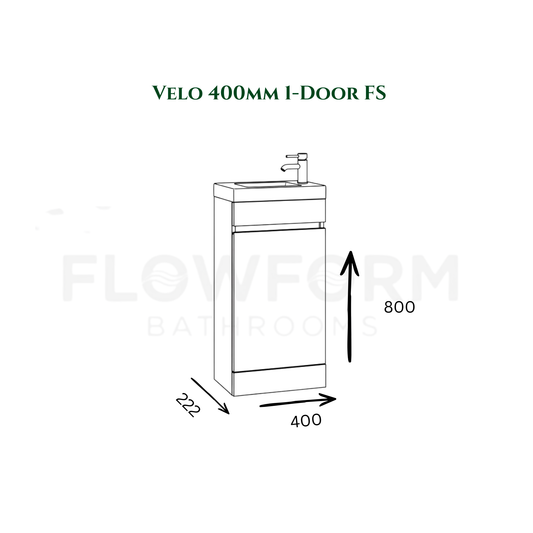 400mm Handleless Vanity Unit & Basin White Gloss 100% Waterproof PVC