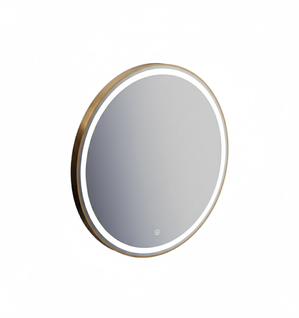 Cyrus 500mm Round LED Mirror | Dimmable & Demister | Brushed Rose Gold