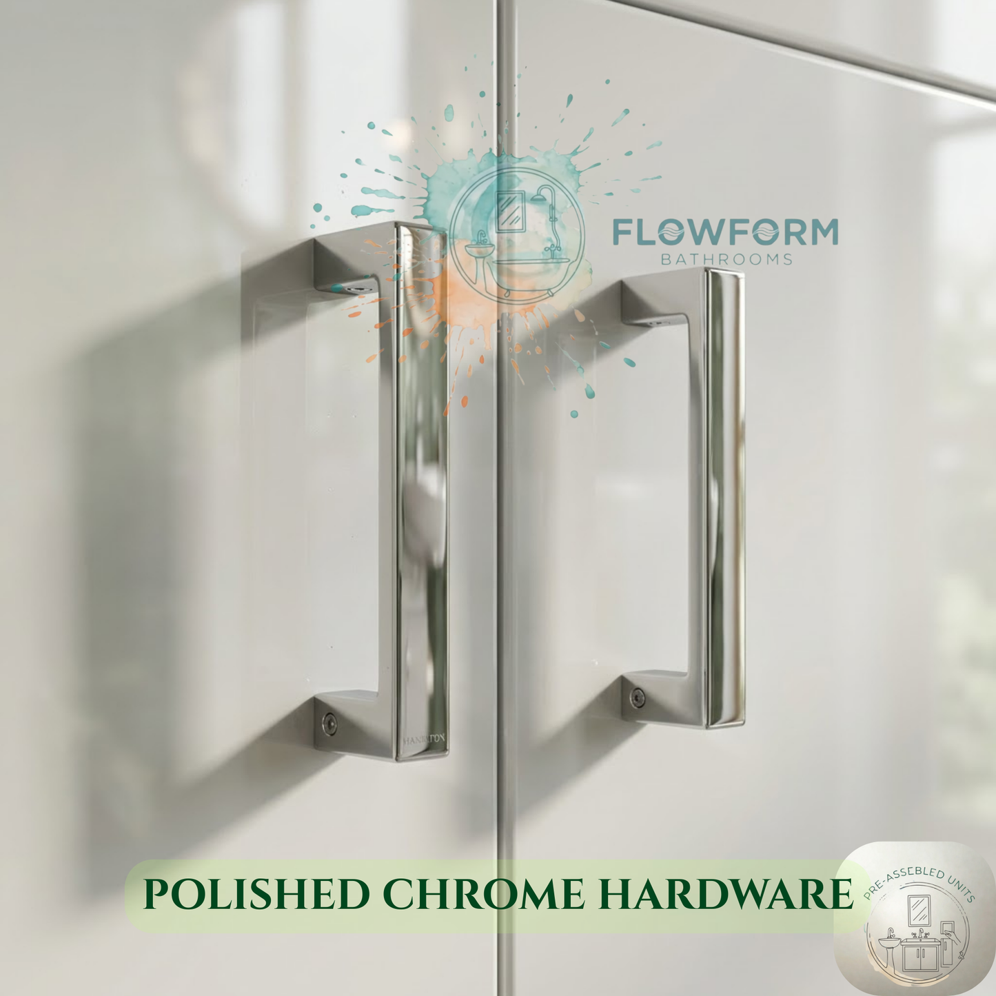 550mm - Bathroom Vanity Unit & Basin White Gloss 100% Waterproof PVC Cabinet