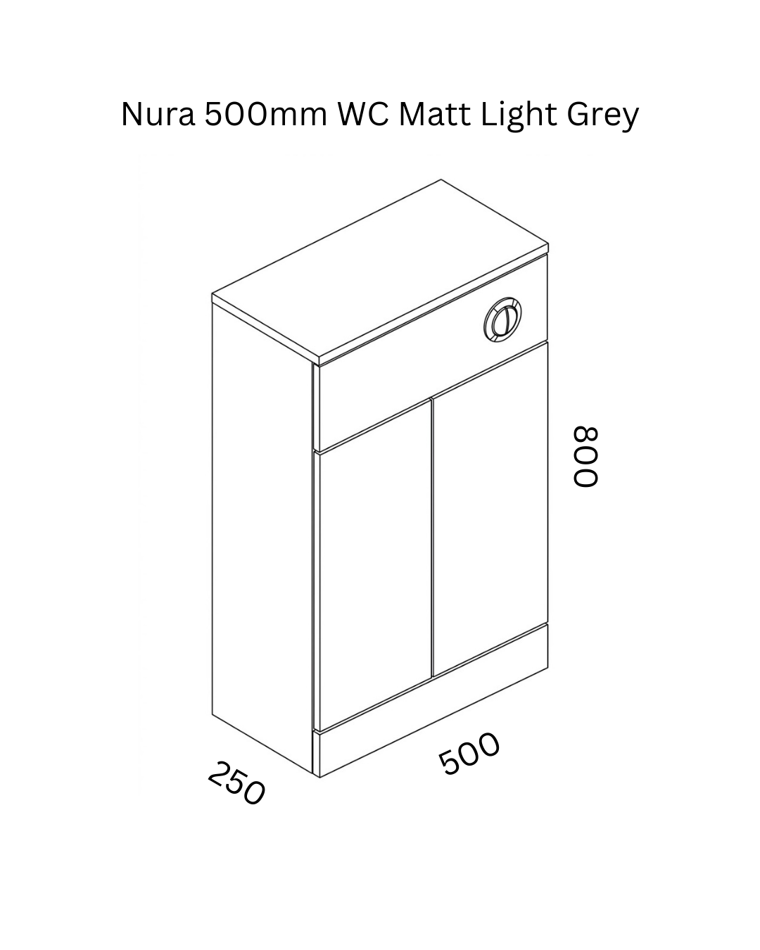 Nura 500mm WC Back To Wall Unit Designer Glossy Light Grey Pre-Assembled Toilet Unit