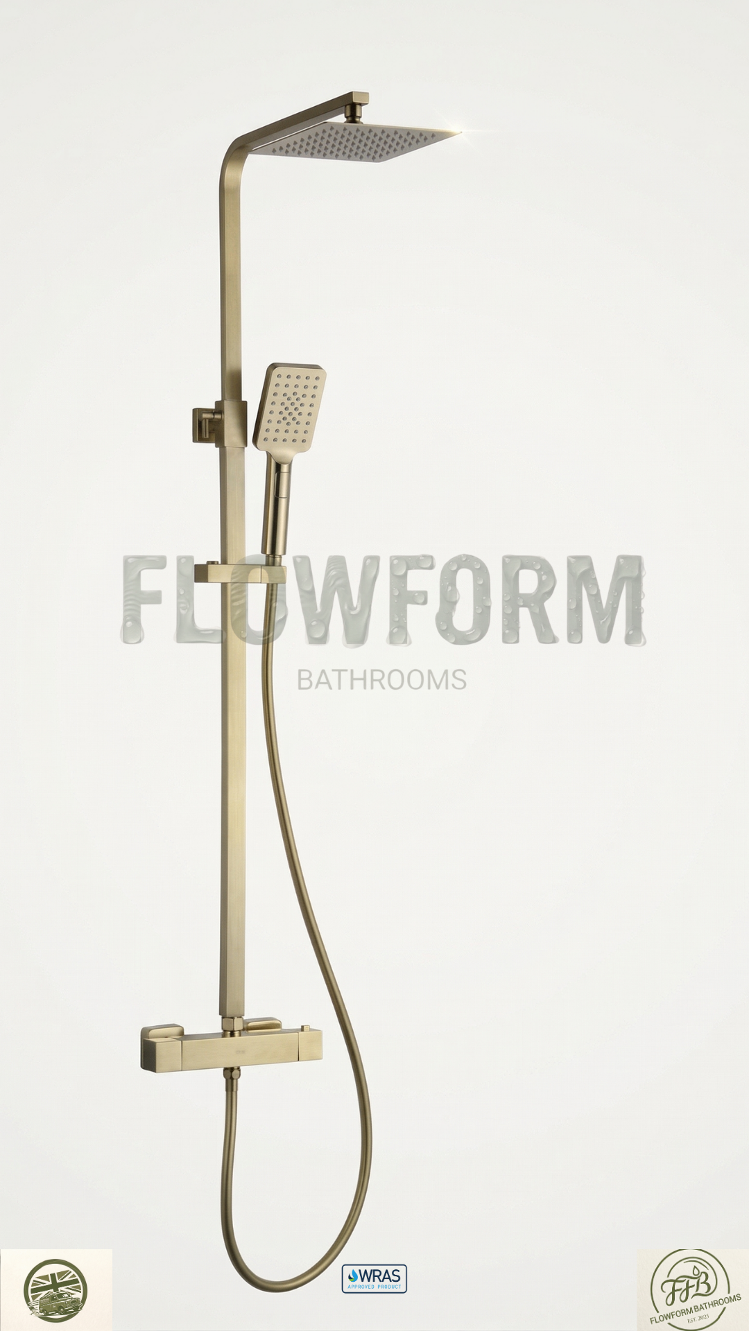 FlowForm Vident - Square - 2-Way Thermostatic Rain Shower Vernet