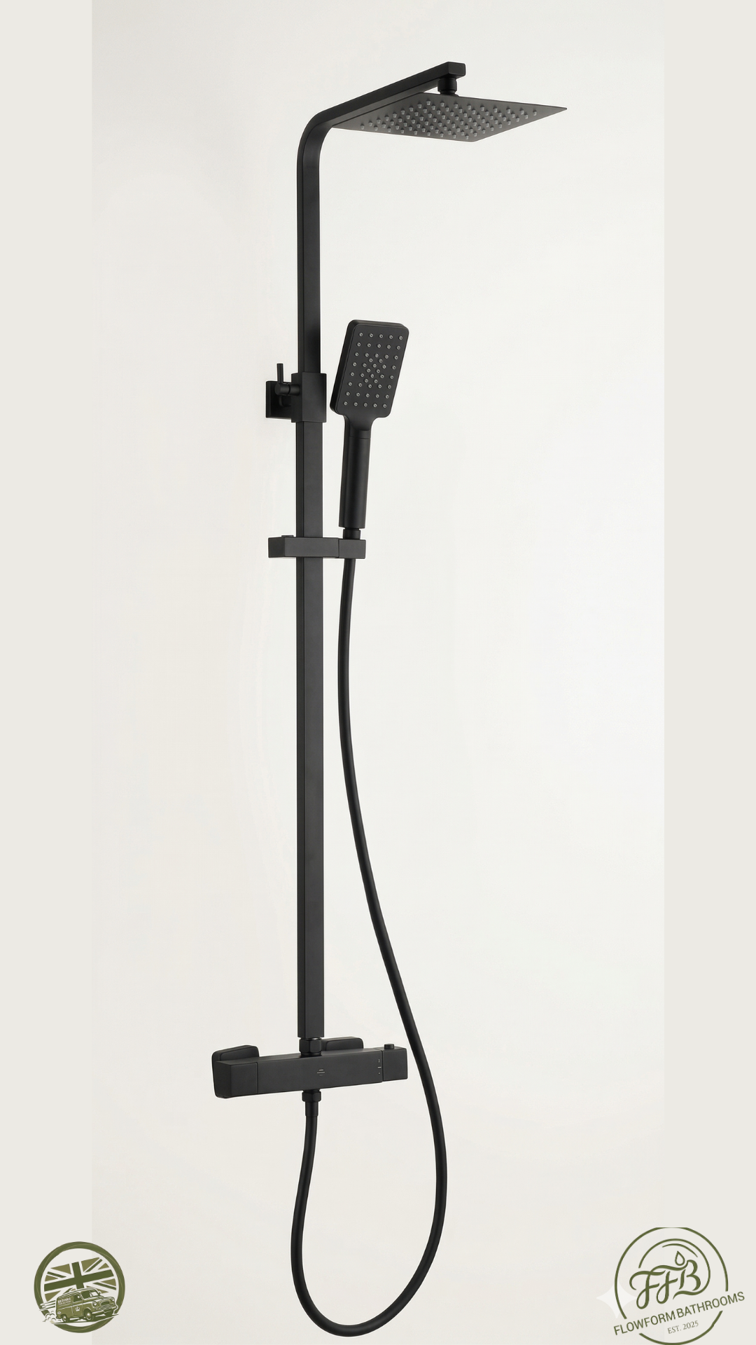 FlowForm Vident - Square - 2-Way Thermostatic Rain Shower Vernet