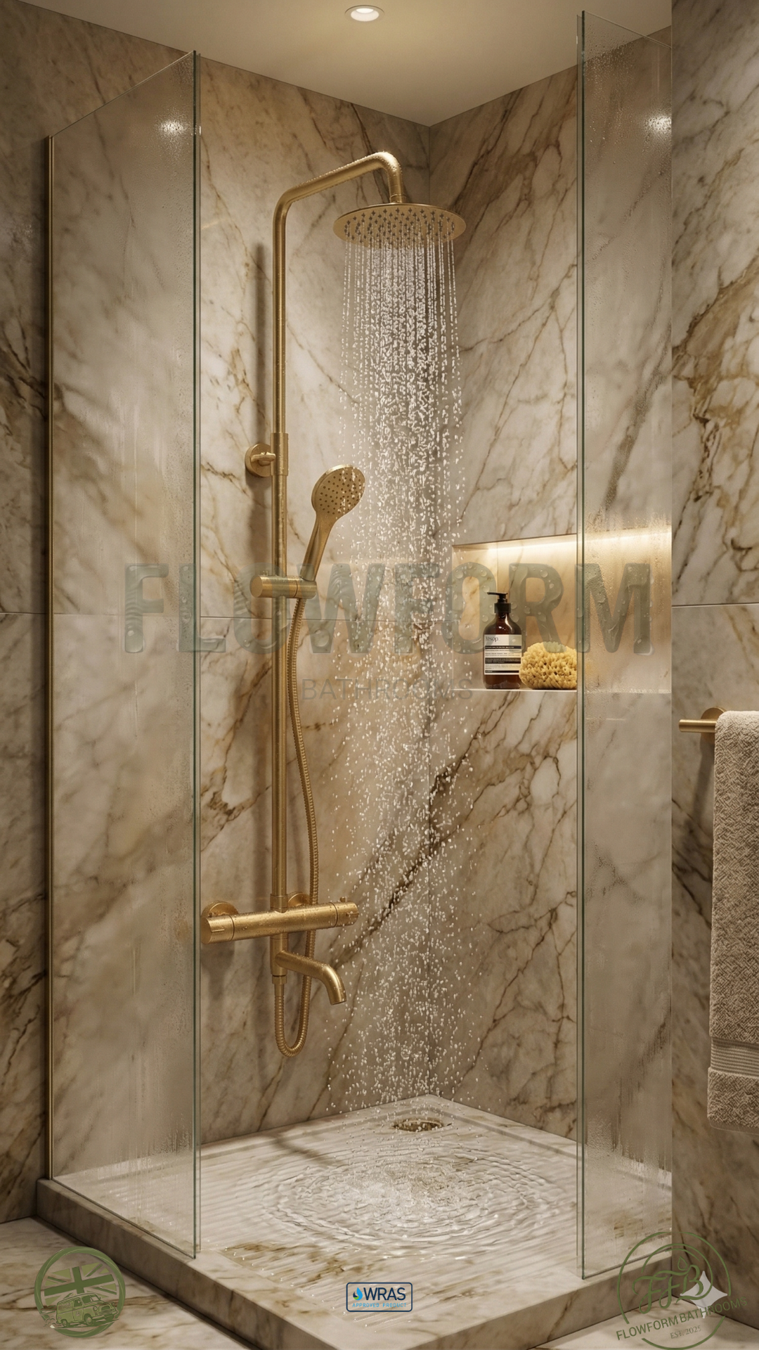 FlowForm Liora - Round  - 3-Way Thermostatic Shower -  Bath Filler -  Vernet