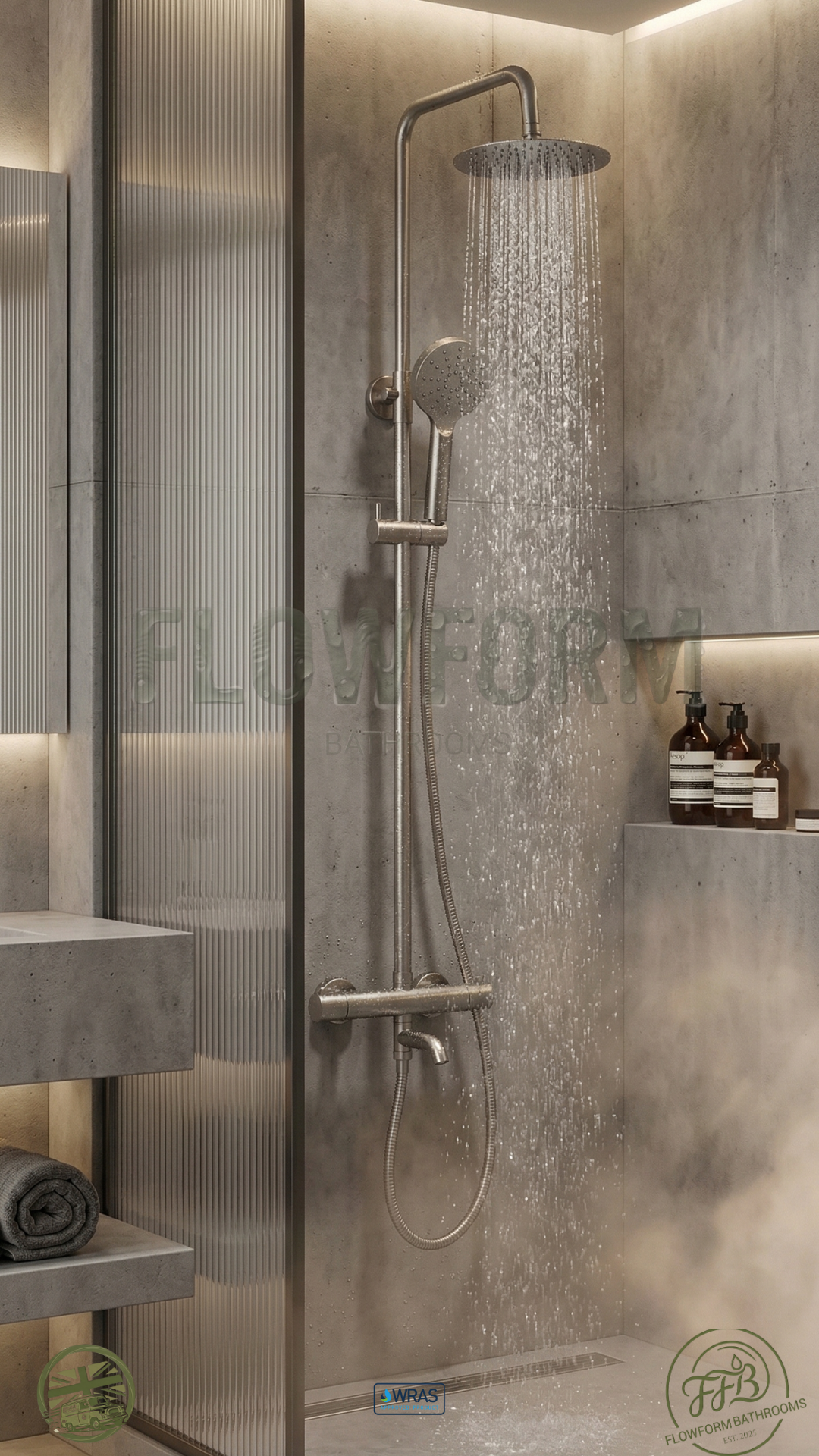FlowForm Liora - Round  - 3-Way Thermostatic Shower -  Bath Filler -  Vernet