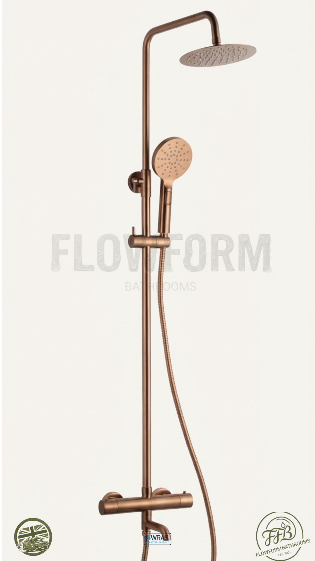 FlowForm Liora - Round  - 3-Way Thermostatic Shower -  Bath Filler -  Vernet