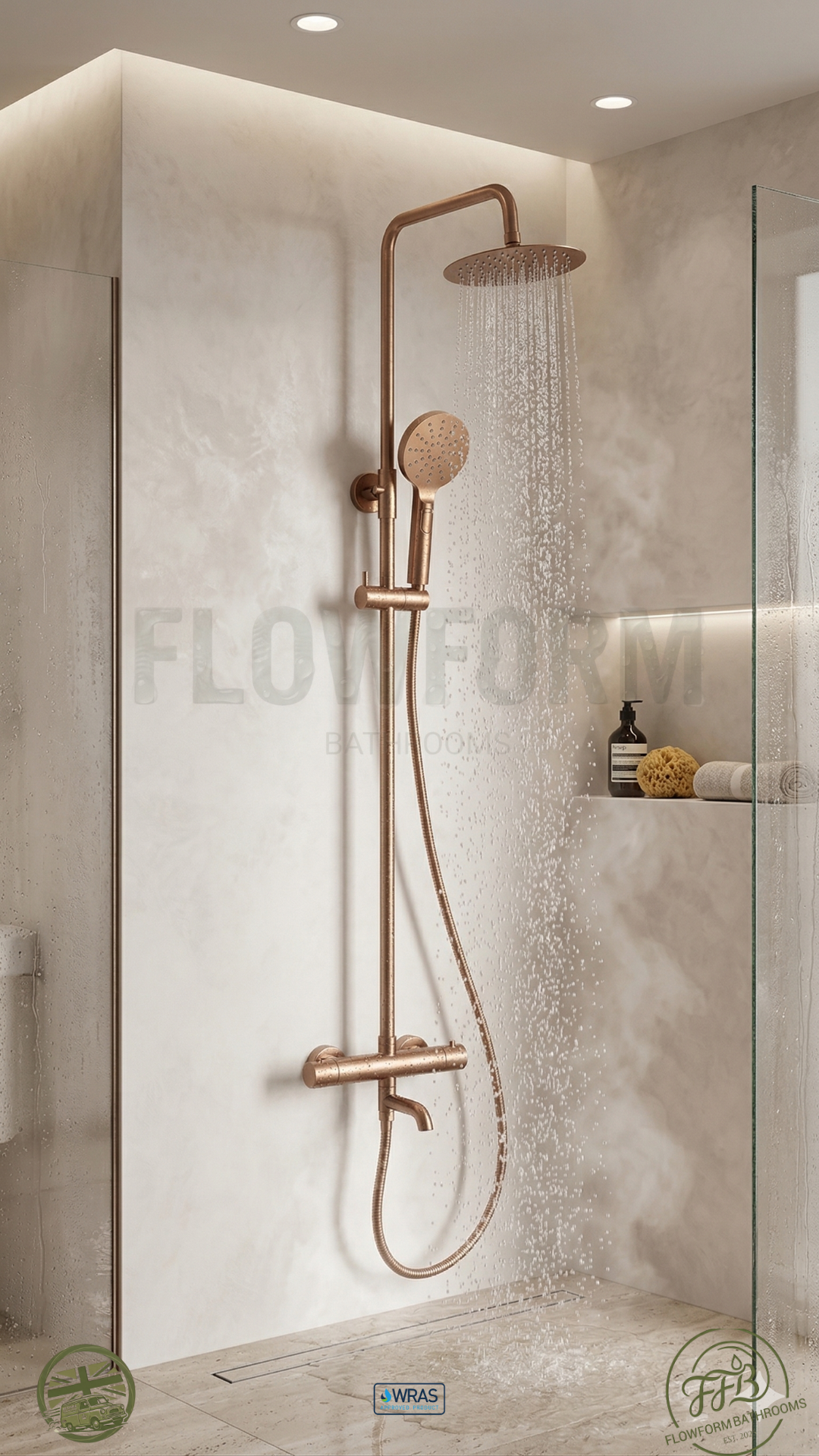 FlowForm Liora - Round  - 3-Way Thermostatic Shower -  Bath Filler -  Vernet