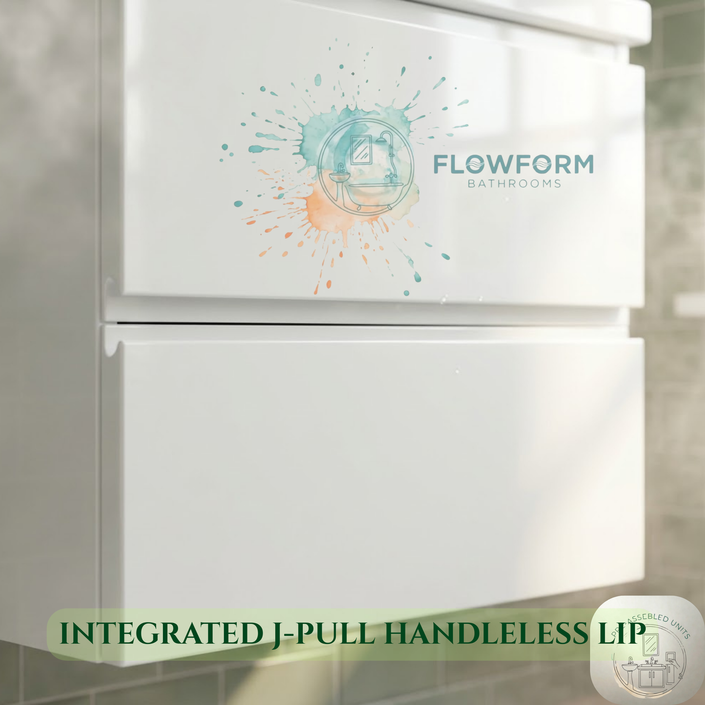 500mm - Wall Hung Vanity Unit & Basin White Gloss 100% Waterproof PVC Cabinet