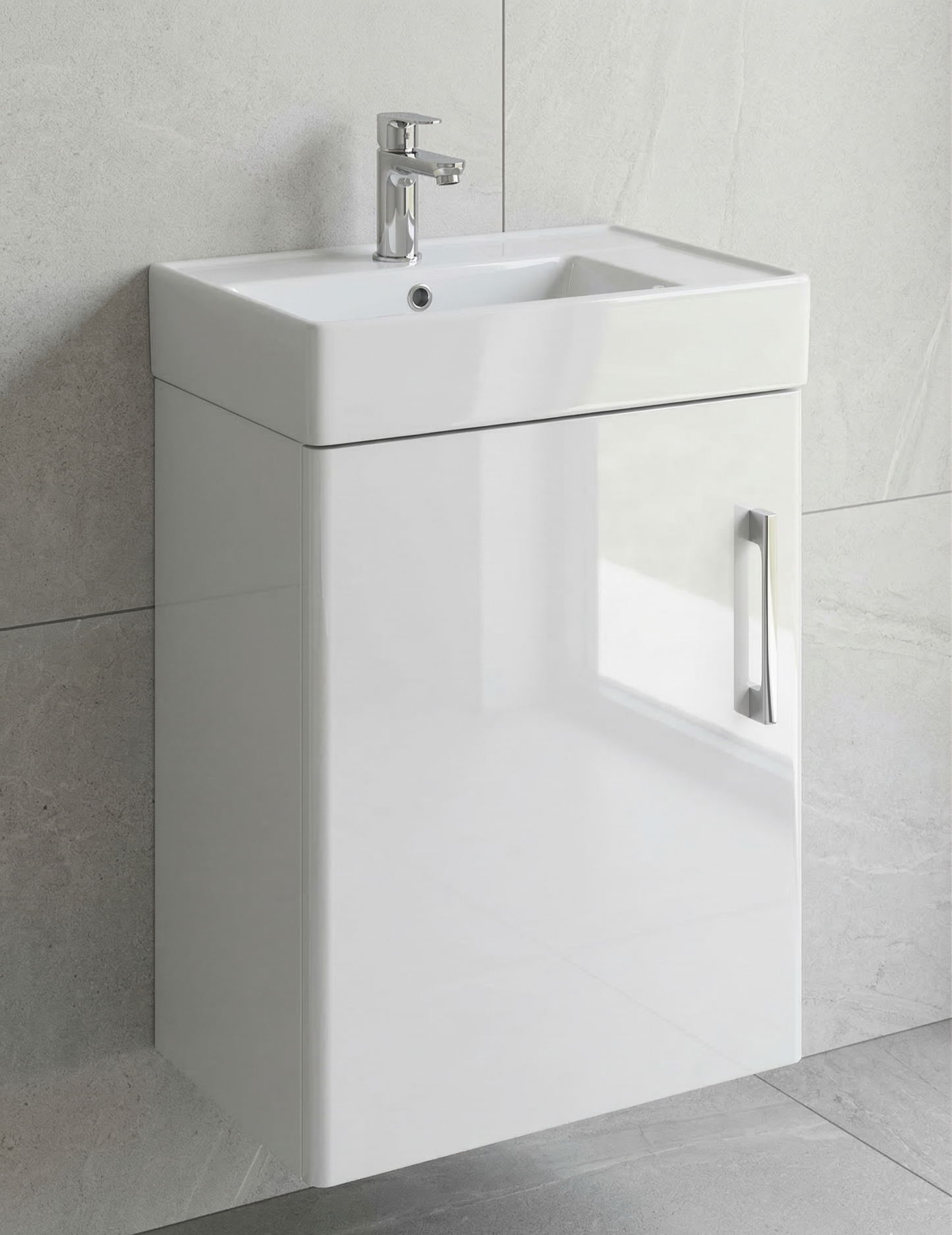 Nura 400mm Wall Hung Vanity Unit Basin High Gloss White Space Saving Cloakroom