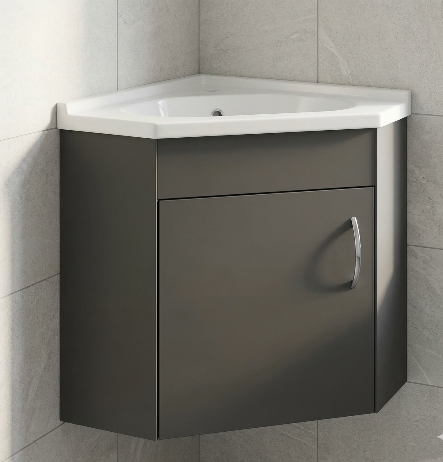 Nura 410mm Wall Hung Vanity Unit Basin Designer Matt Dark Grey Modern Compact