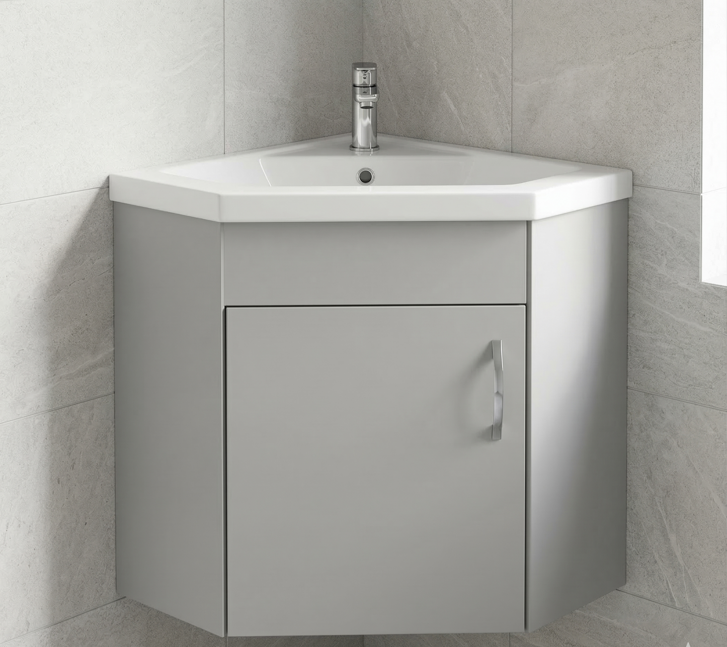 Nura 410mm Wall Hung Vanity Unit Basin Designer Matt Light Grey Modern Compact