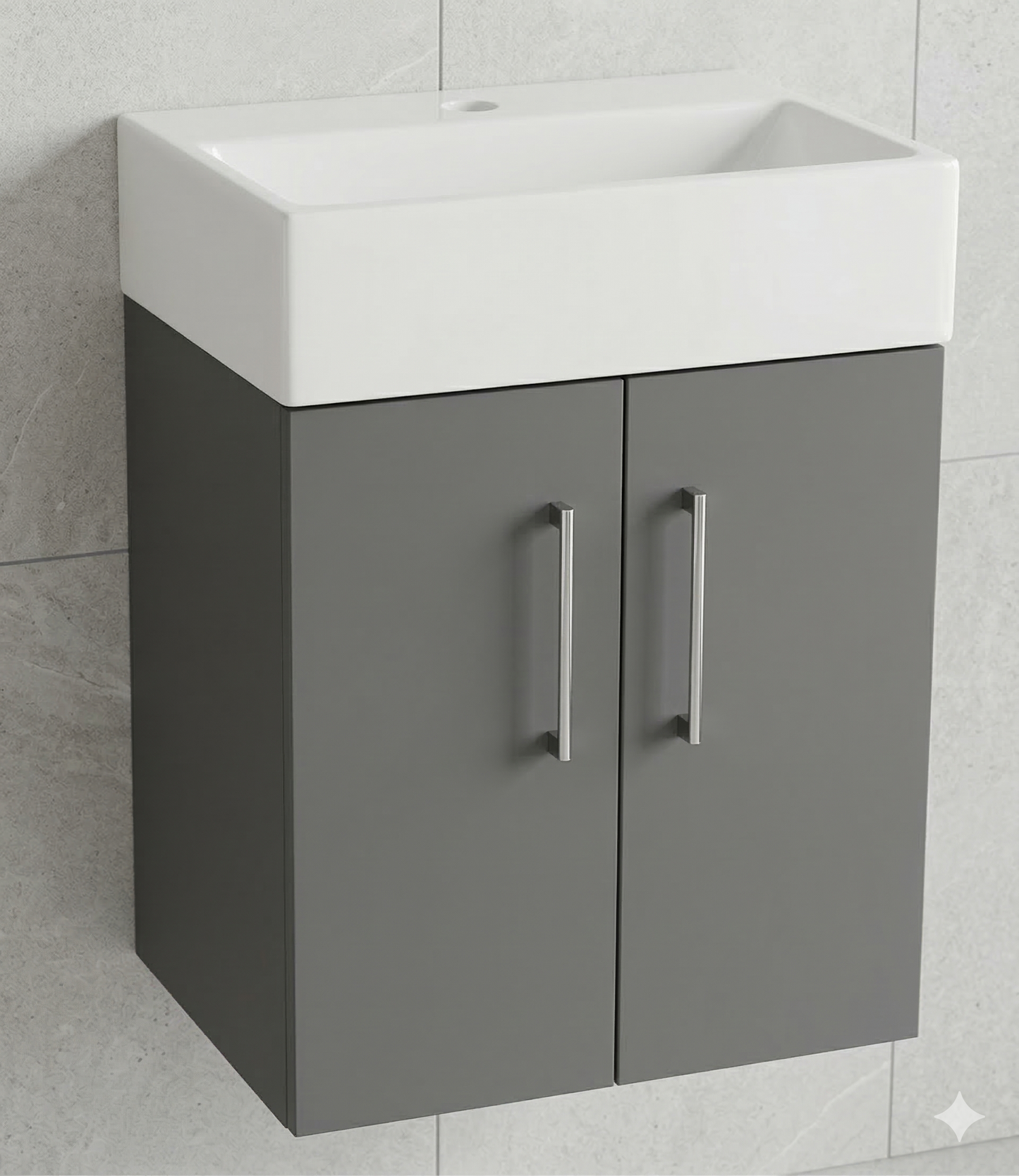 Nura 420mm Wall Hung Vanity Unit Basin Designer Glossy Dark Grey Slimline Design