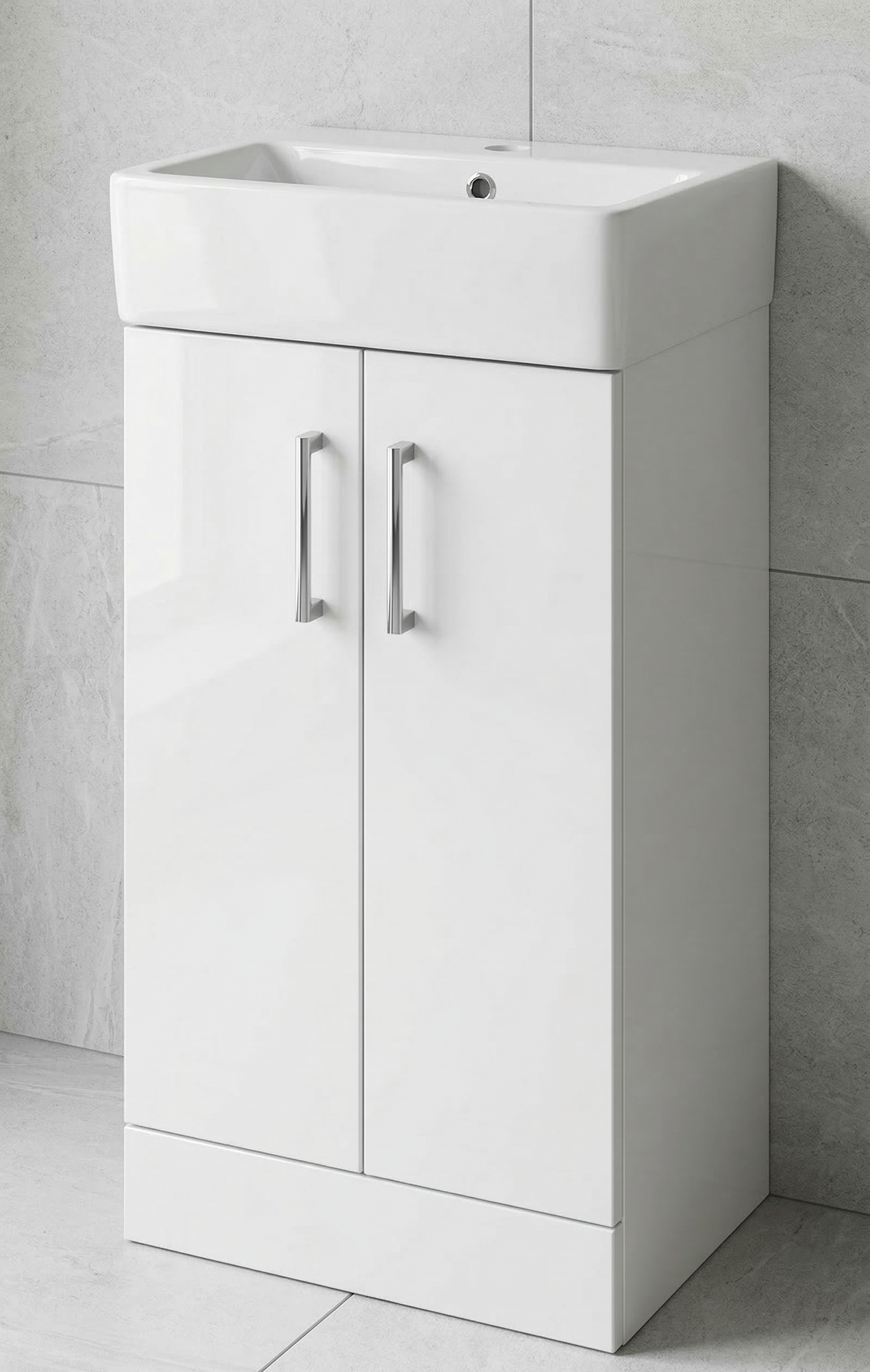 Nura 420mm Floor Standing Vanity Unit Basin High Gloss White Modern Design