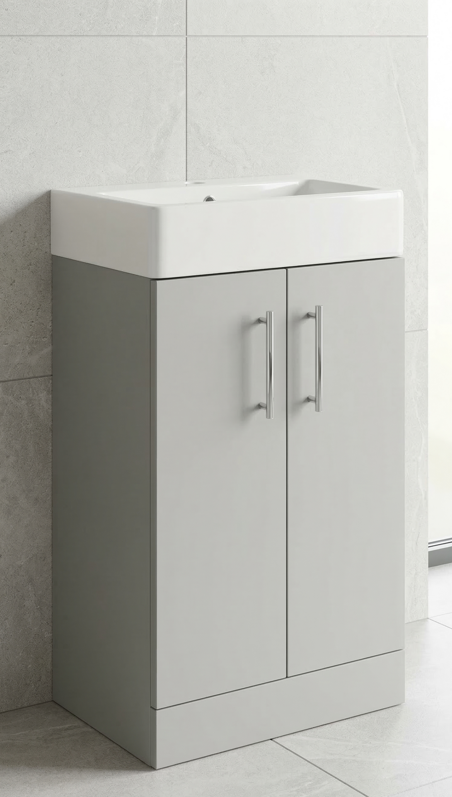 Nura 420mm Floor Standing Vanity Unit Basin Designer Matt Light Grey Modern