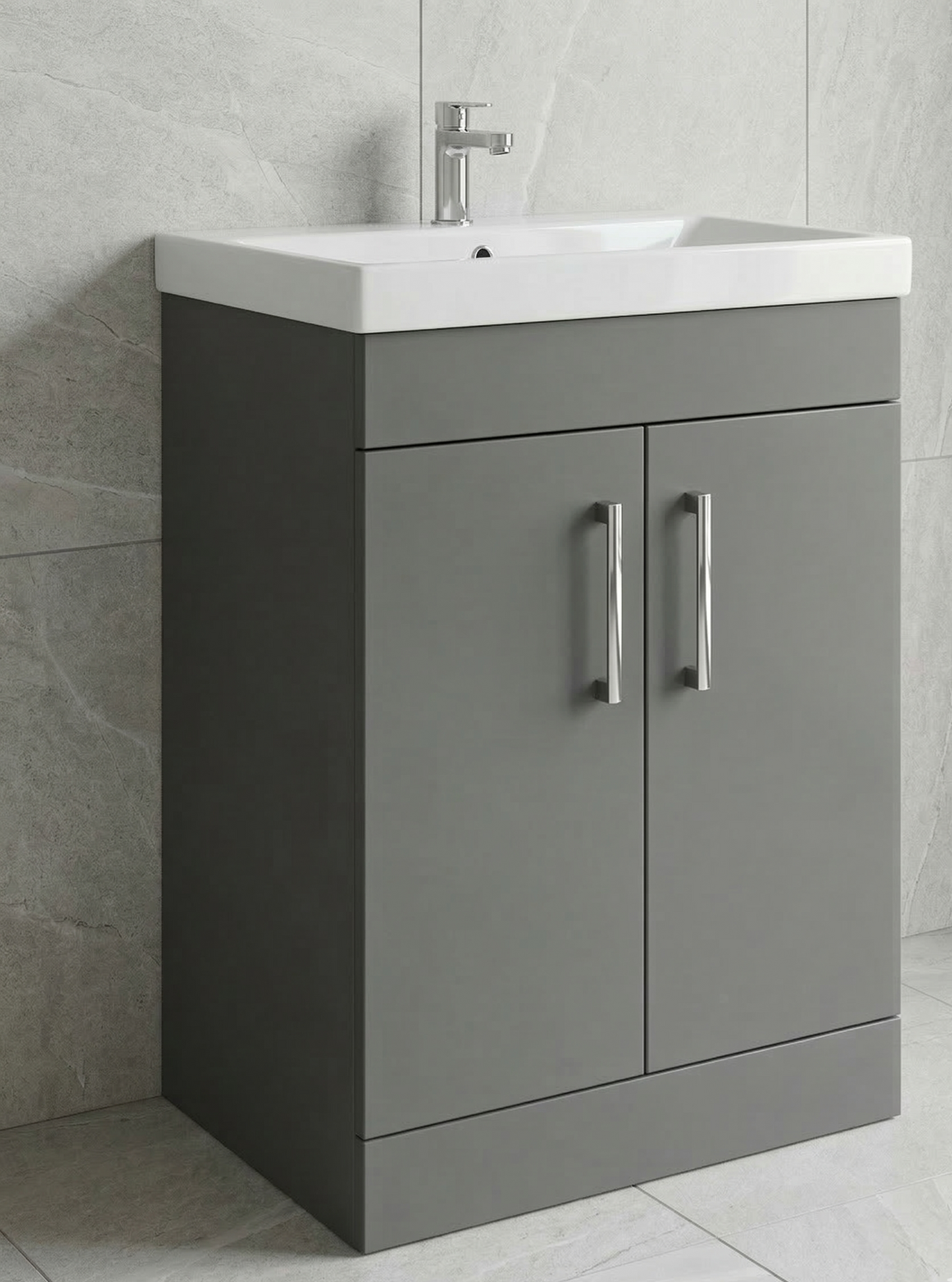 Nura 500mm Floor Standing Vanity Unit Basin Designer Gloss Dark Grey Storage