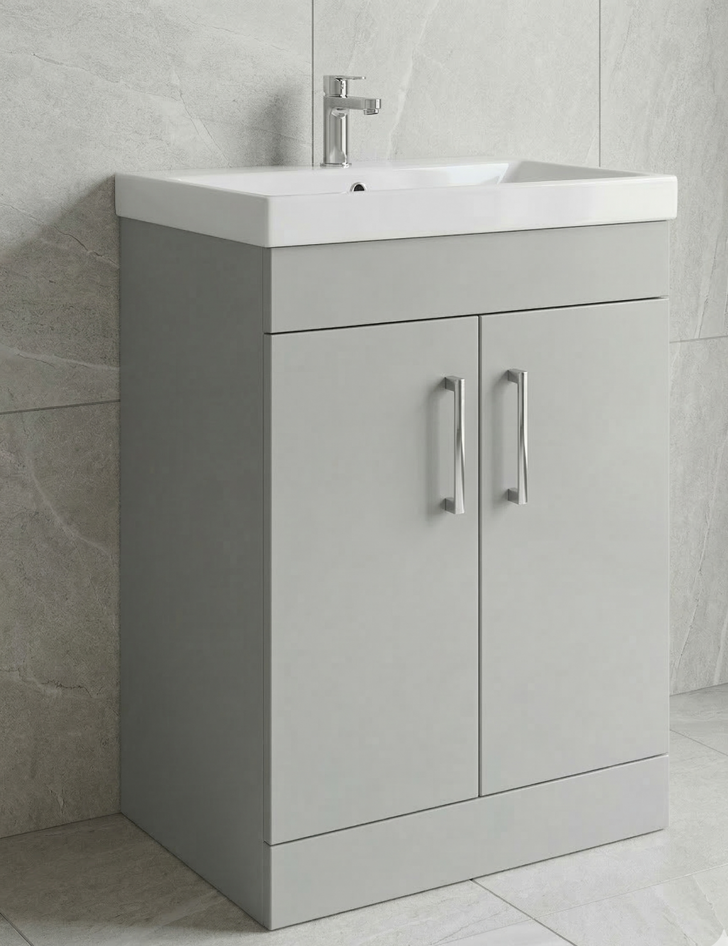 Nura 500mm Floor Standing Vanity Unit Basin Designer Matt Light Grey Storage