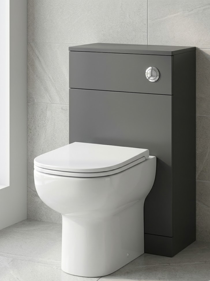 Nura 500mm WC Back To Wall Unit Designer Matt Dark Grey Pre-Assembled Toilet Unit