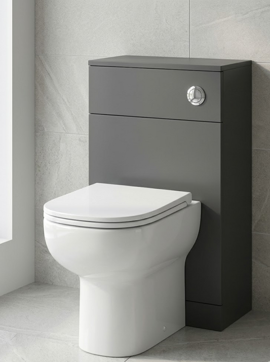 Nura 500mm WC Back To Wall Unit Designer Matt Dark Grey Pre-Assembled Toilet Unit