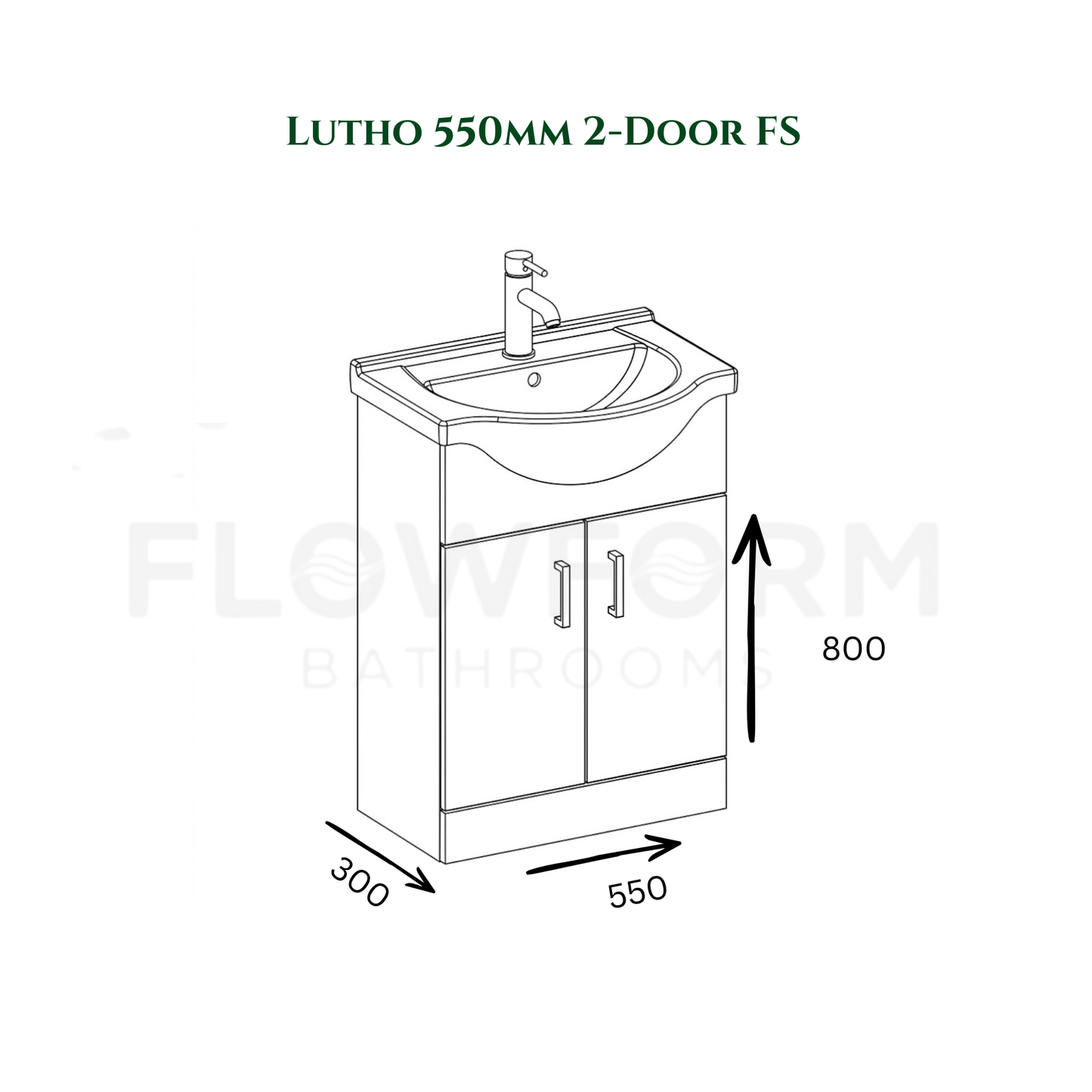 550mm - Bathroom Vanity Unit & Basin White Gloss 100% Waterproof PVC Cabinet