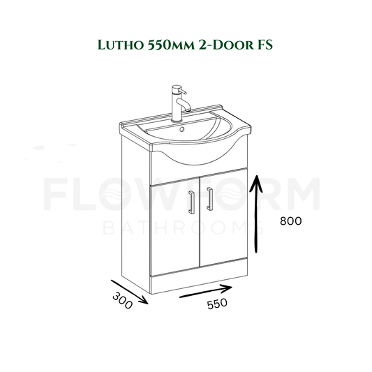 550mm - Bathroom Vanity Unit & Basin White Gloss 100% Waterproof PVC Cabinet