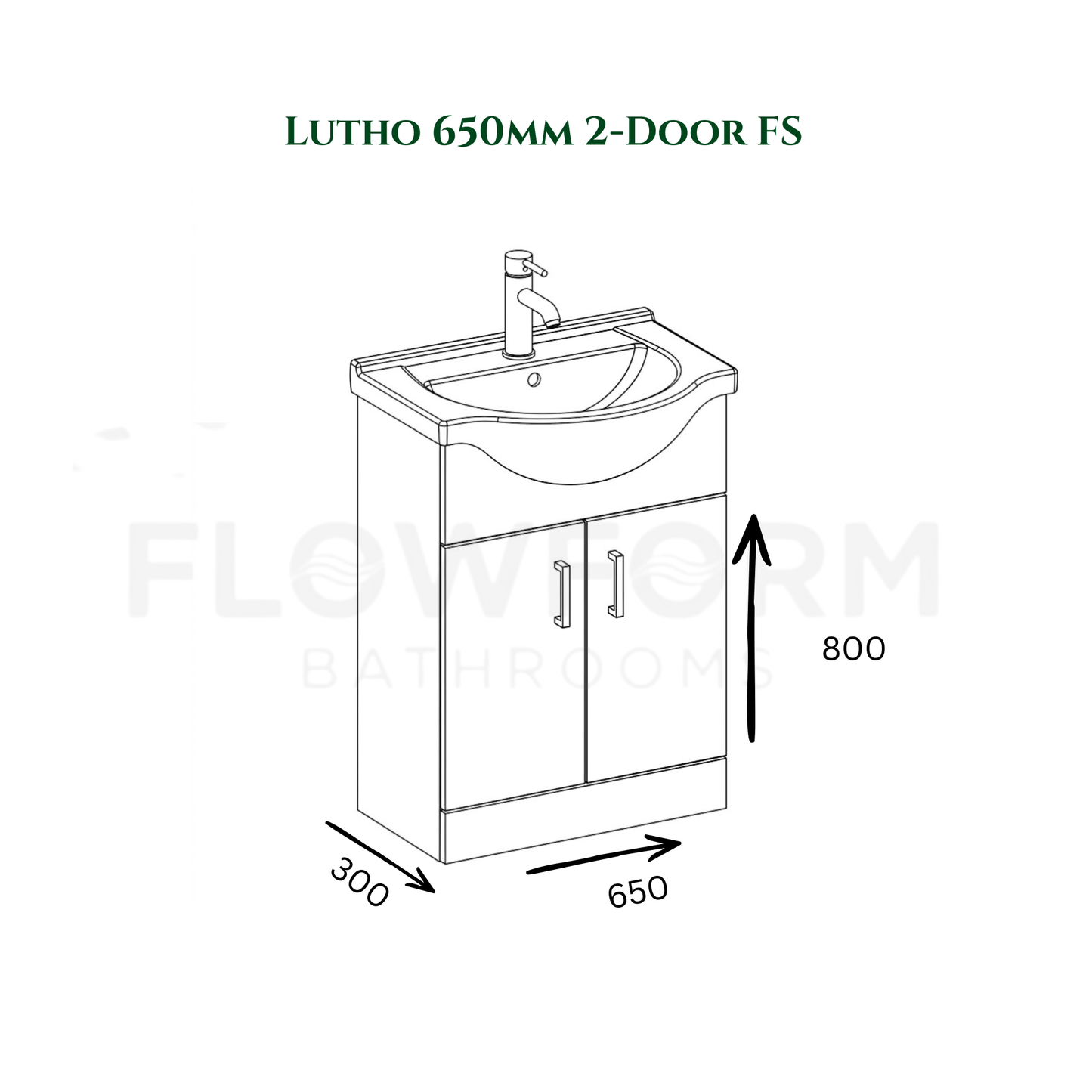 650mm - Bathroom Vanity Unit & Basin White Gloss 100% Waterproof PVC Cabinet