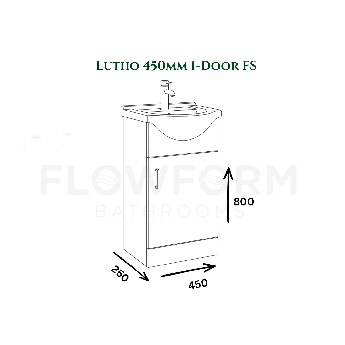 450mm - Bathroom Vanity Unit & Basin White Gloss 100% Waterproof PVC Cabinet
