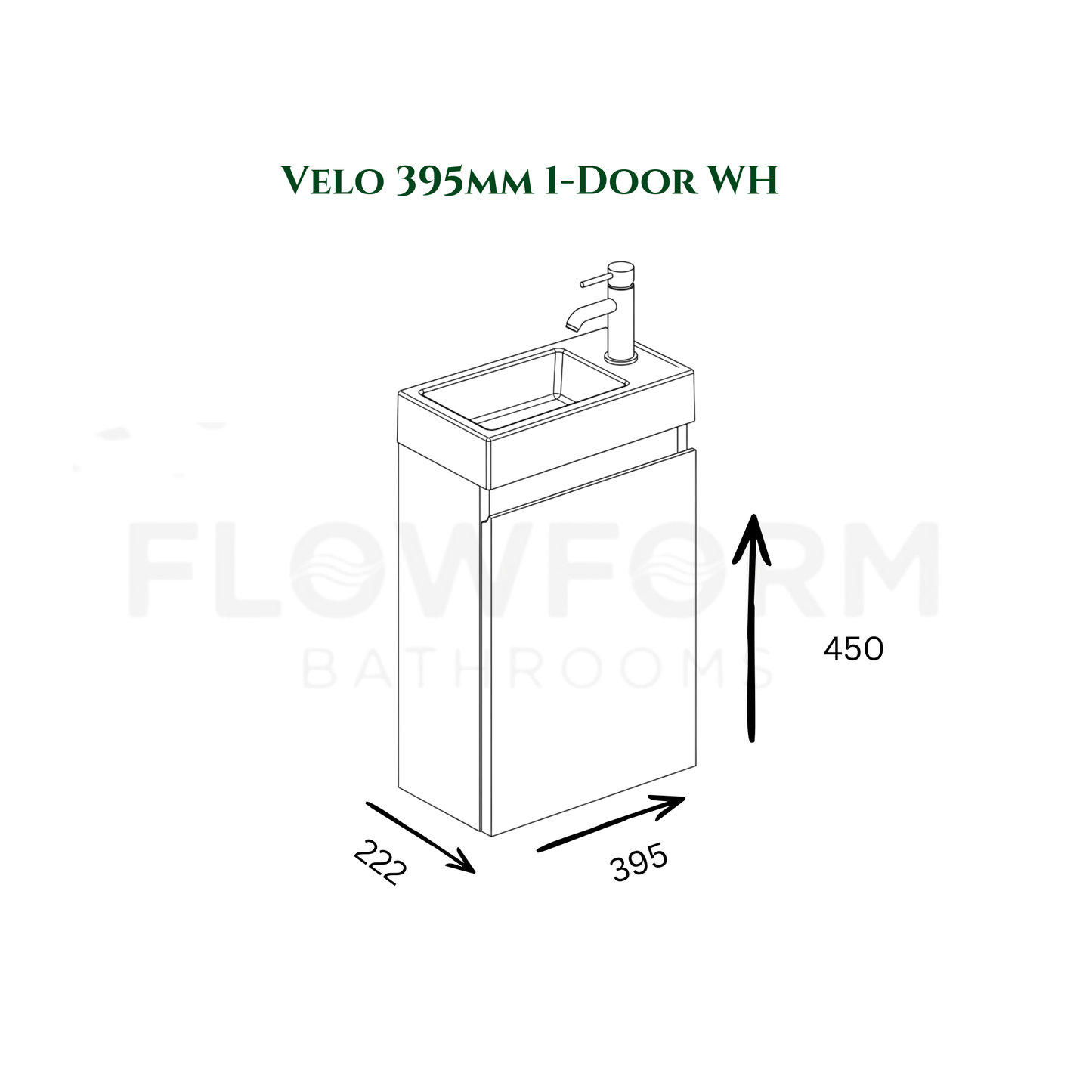 400mm - Wall Hung Vanity Unit & Basin White Gloss 100% Waterproof PVC Cabinet