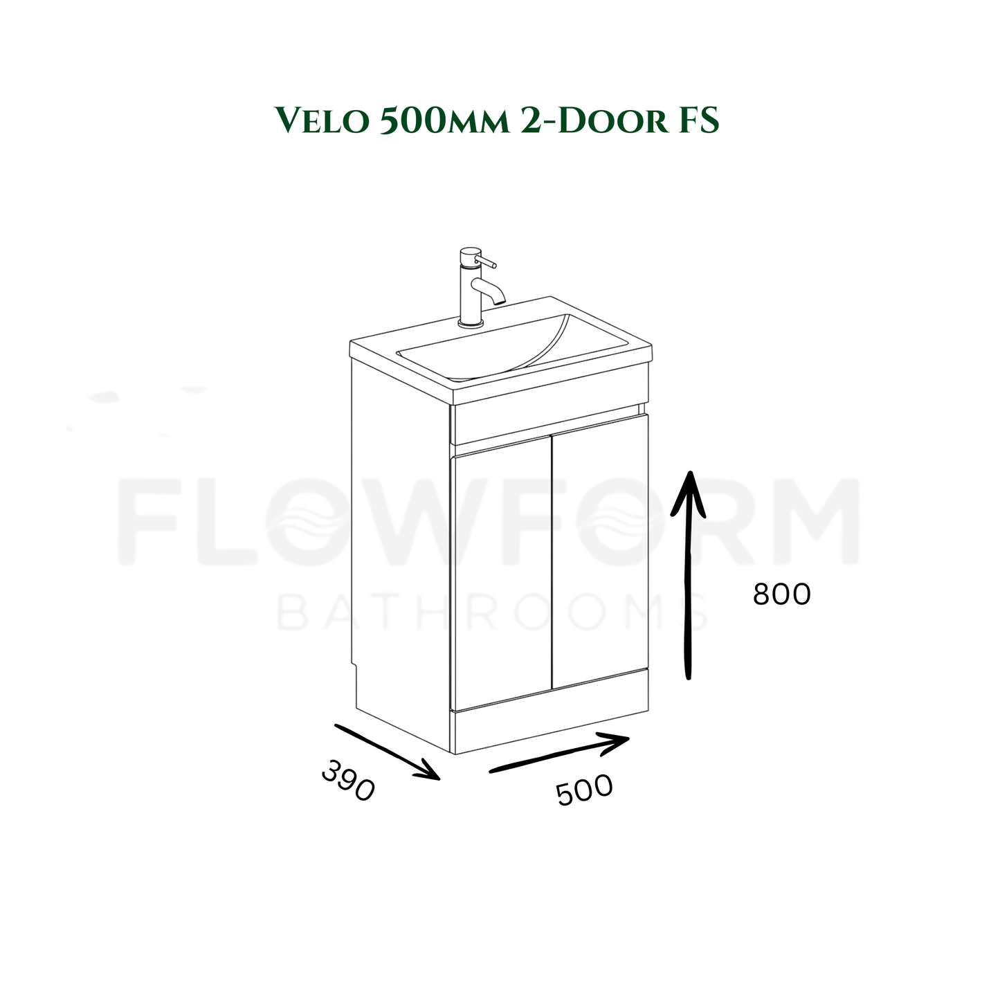 500mm - Handleless Vanity Unit & Basin White Gloss 100% Waterproof PVC