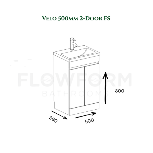 500mm - Handleless Vanity Unit & Basin White Gloss 100% Waterproof PVC