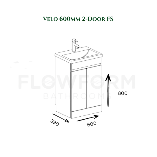 600mm - Handleless Vanity Unit & Basin White Gloss 100% Waterproof PVC