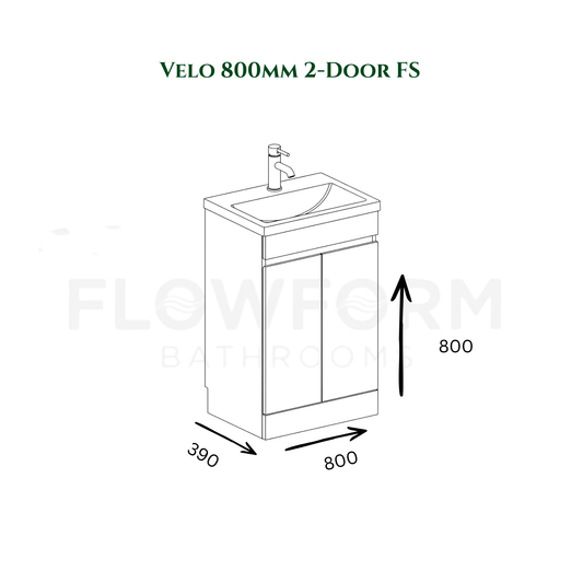 800mm - Handleless Vanity Unit & Basin White Gloss 100% Waterproof PVC